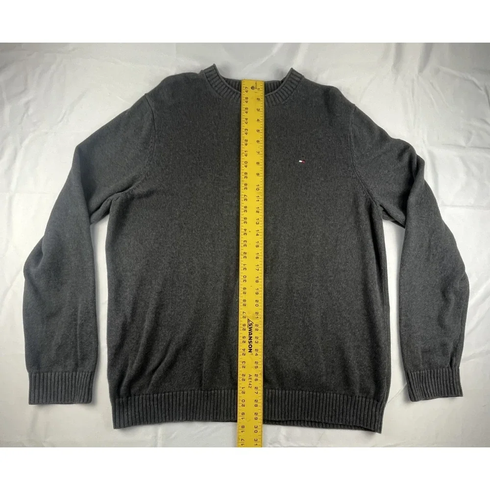 TOMMY HILFIGER MENS‎ SWEATER XXL GREY CREWNECK 100% COTTON LIGHTWEIGHT PULLOVER